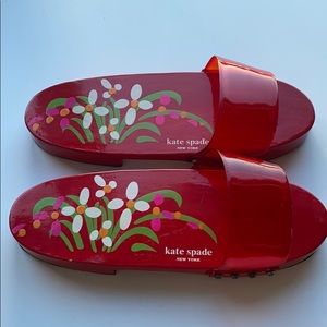 Kate Spade wood sandals/slippers red